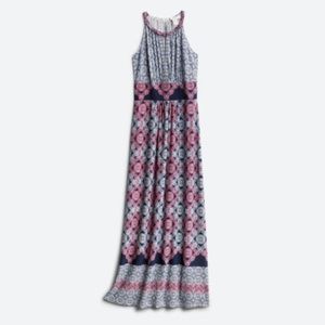 Brand New Wisp Comet Knit 14P Navy and Coral Maxi Dress